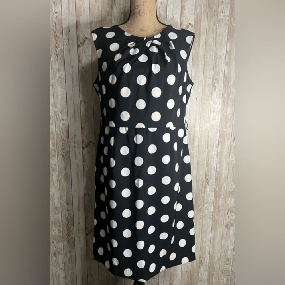 STUDIO I Black with WhitePolka Dot Sleeveless Dress